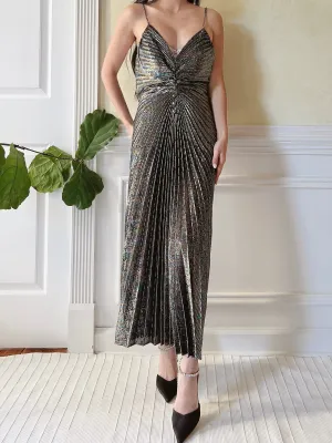 Vintage Lurex Pleated Dress  - S/M