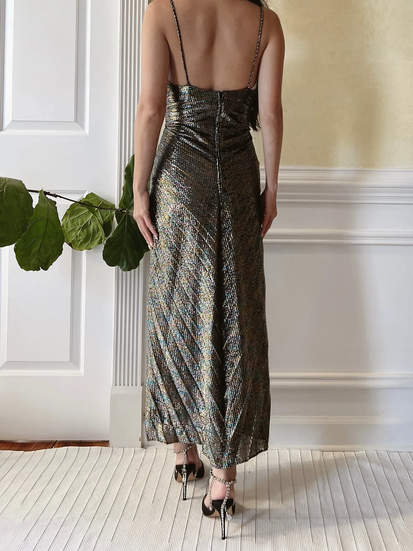 Vintage Lurex Pleated Dress  - S/M