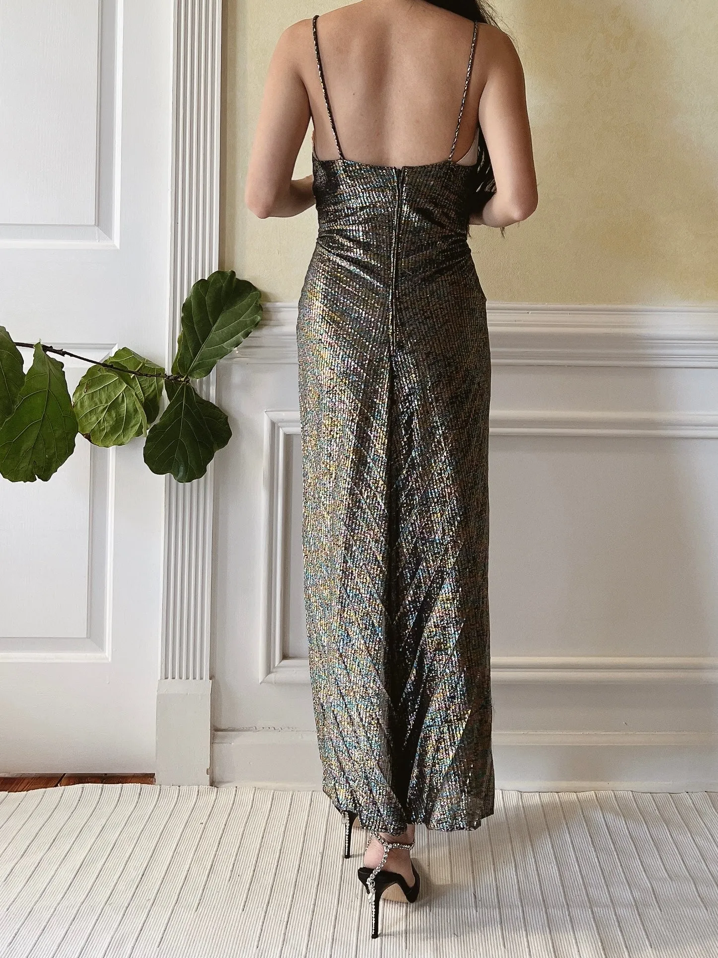 Vintage Lurex Pleated Dress  - S/M