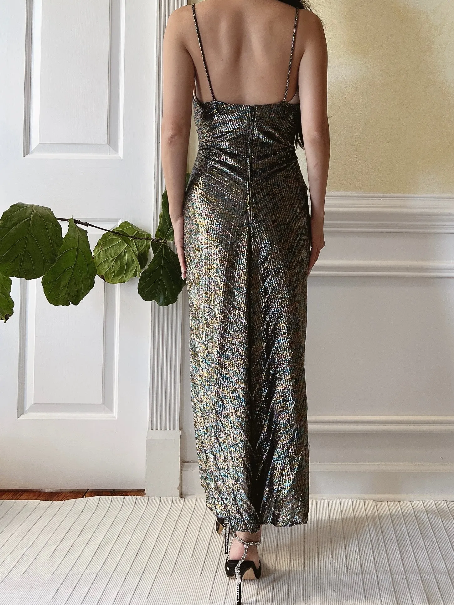 Vintage Lurex Pleated Dress  - S/M