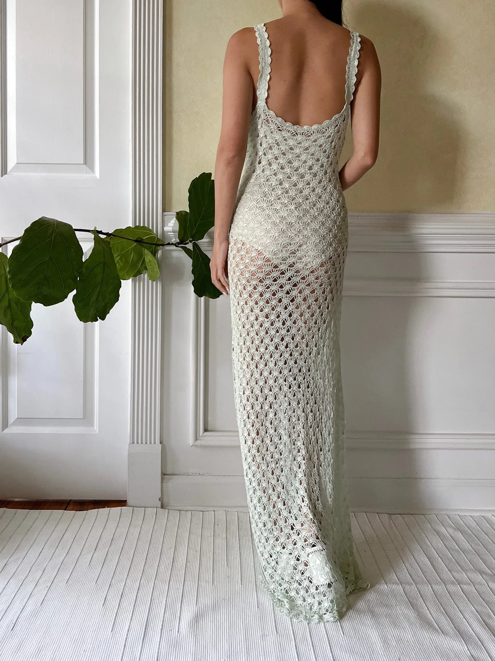 Vintage Mint Crochet Dress - S-L