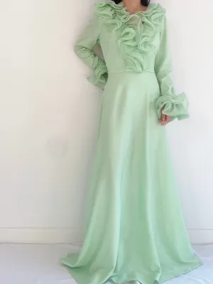 Vintage Mint Ruffle Dress - S