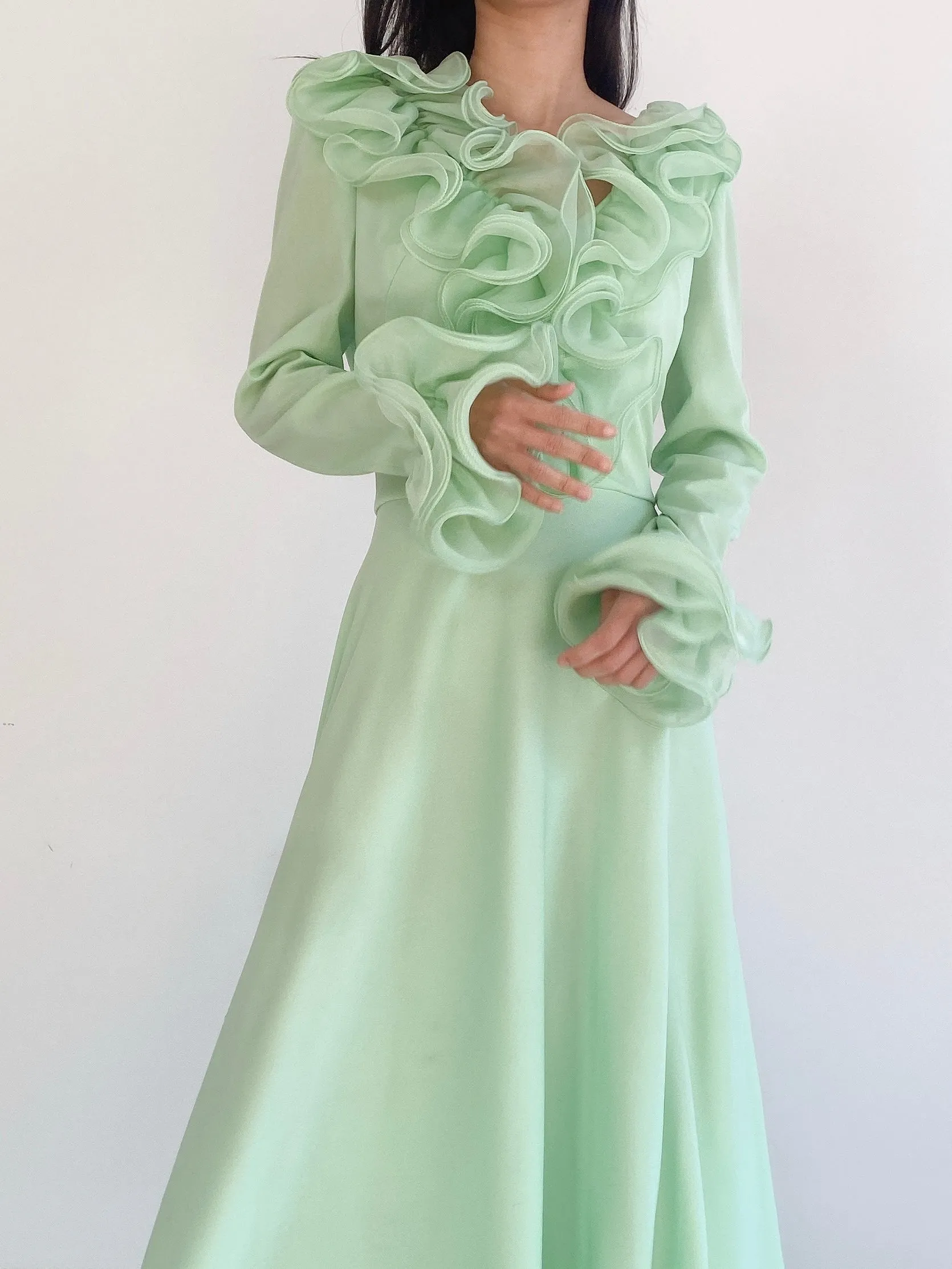 Vintage Mint Ruffle Dress - S