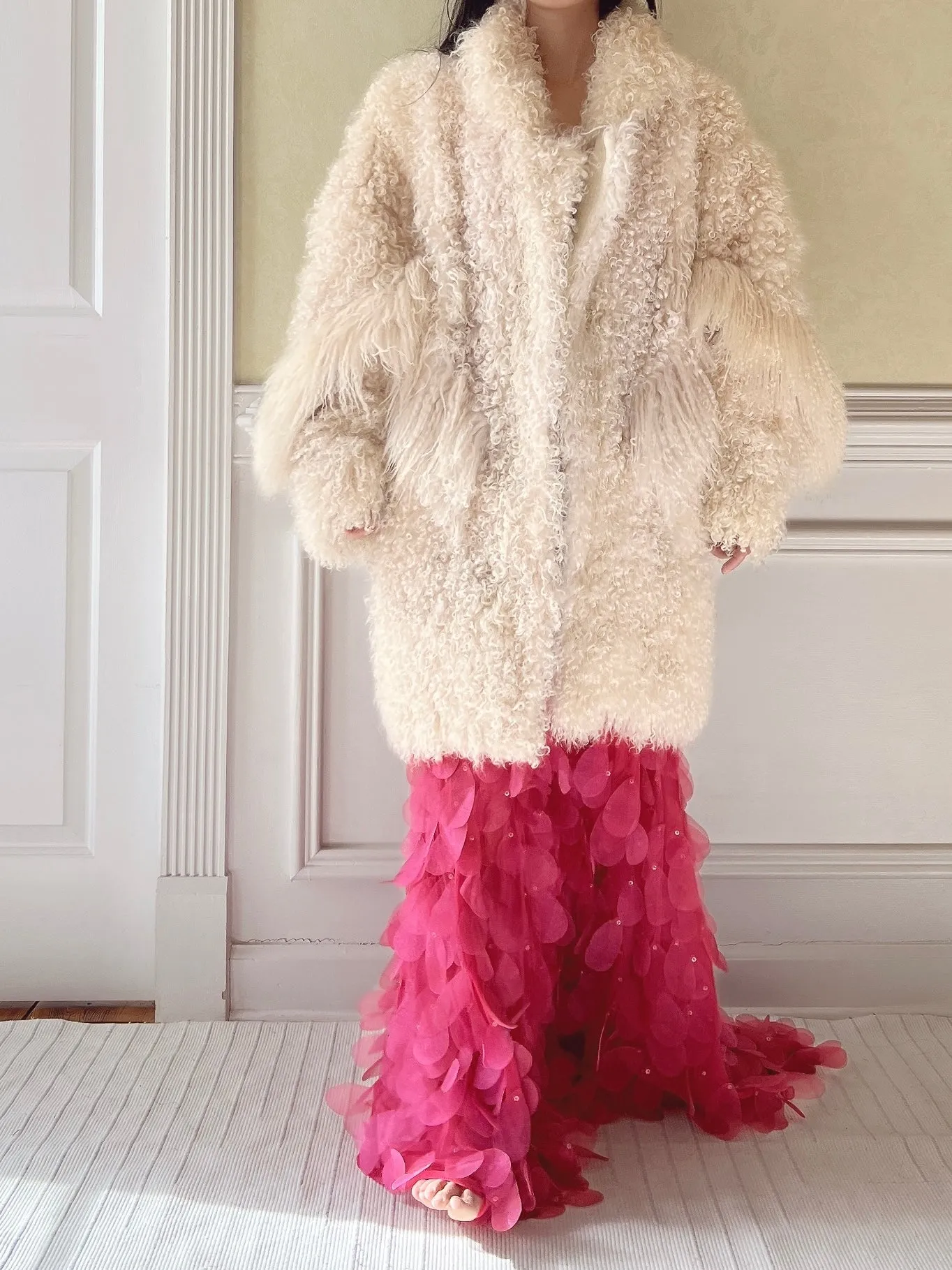 Vintage Mongolian Sheared Lamb Coat - M/L