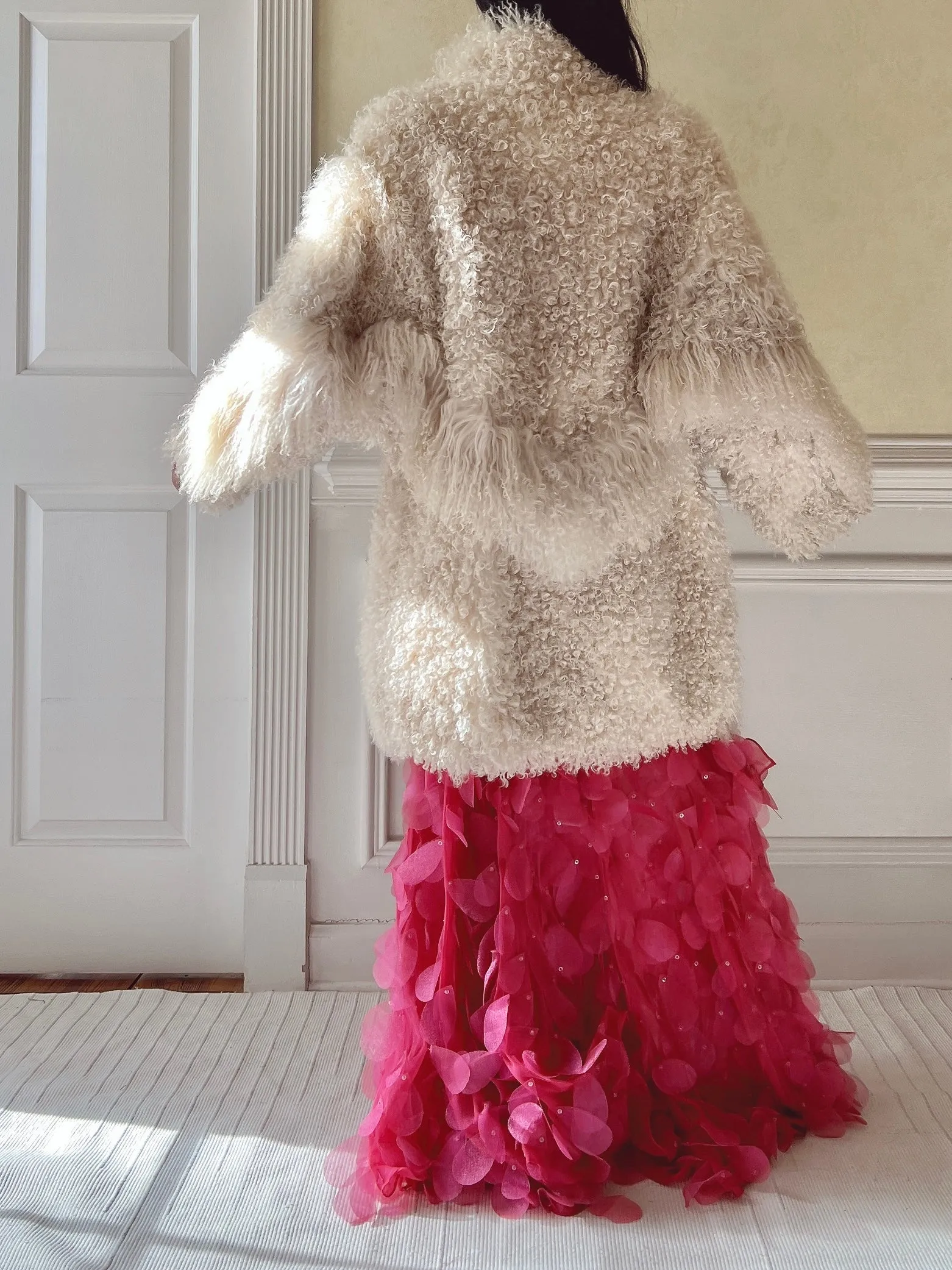 Vintage Mongolian Sheared Lamb Coat - M/L