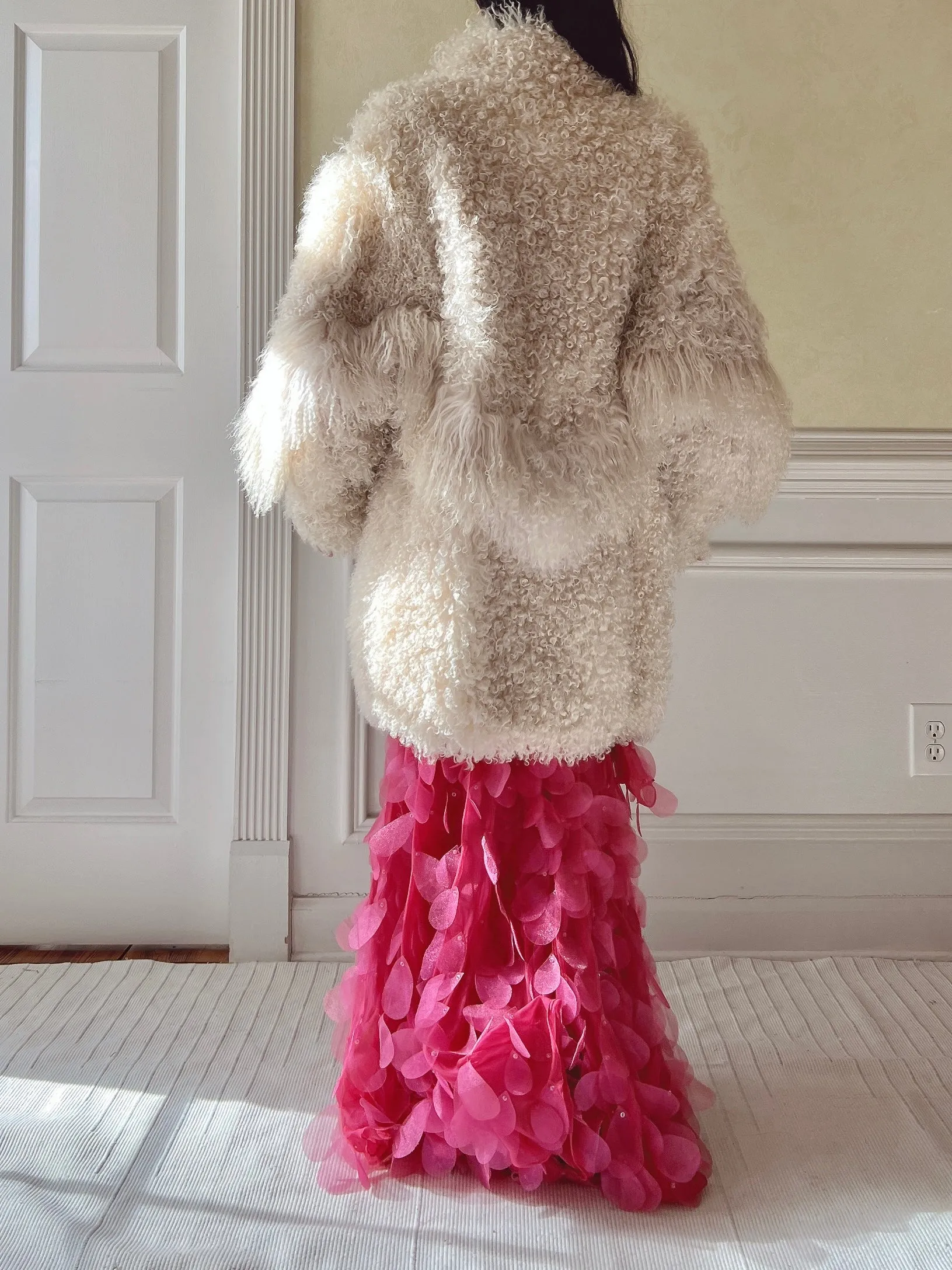 Vintage Mongolian Sheared Lamb Coat - M/L