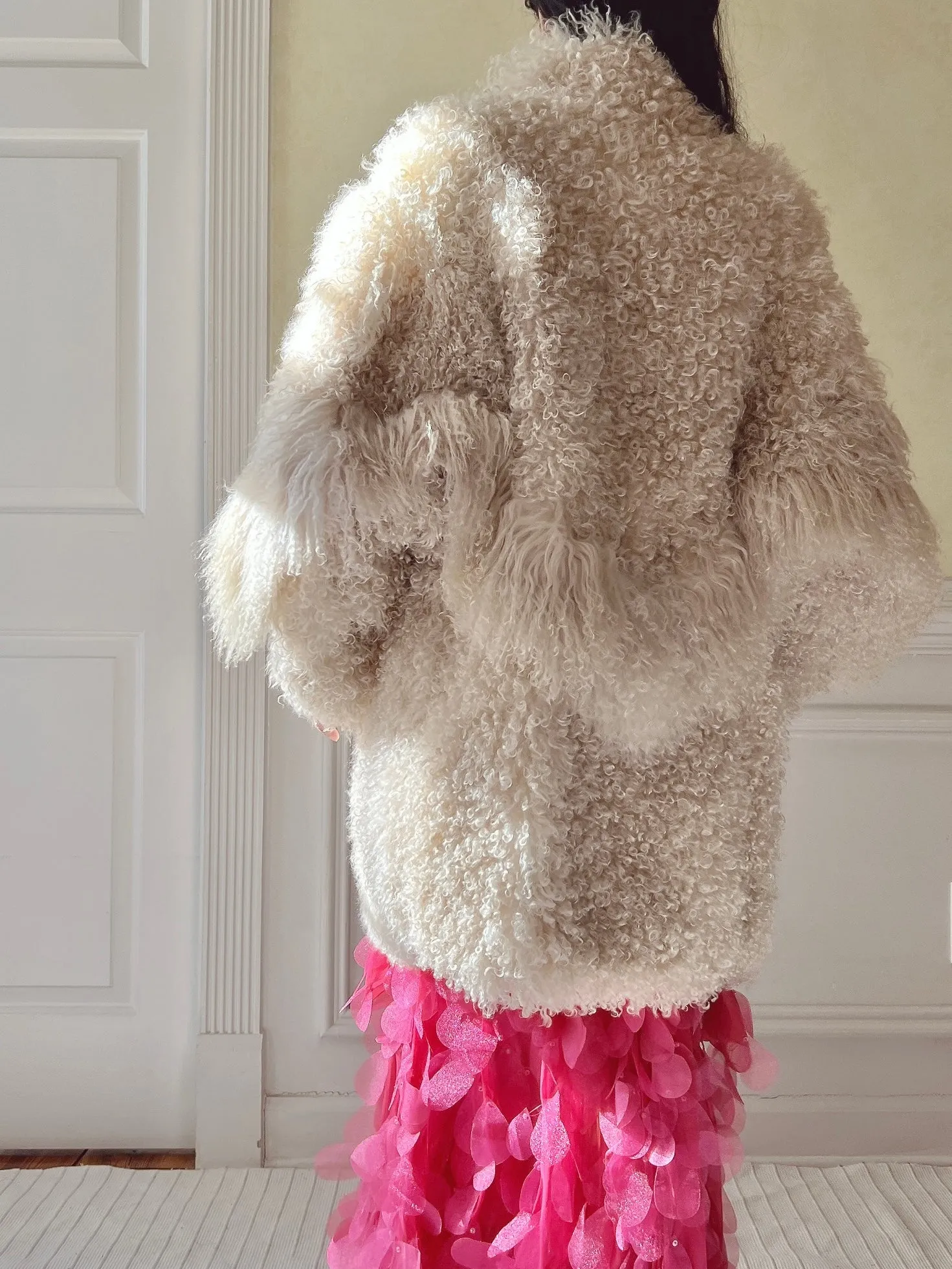 Vintage Mongolian Sheared Lamb Coat - M/L