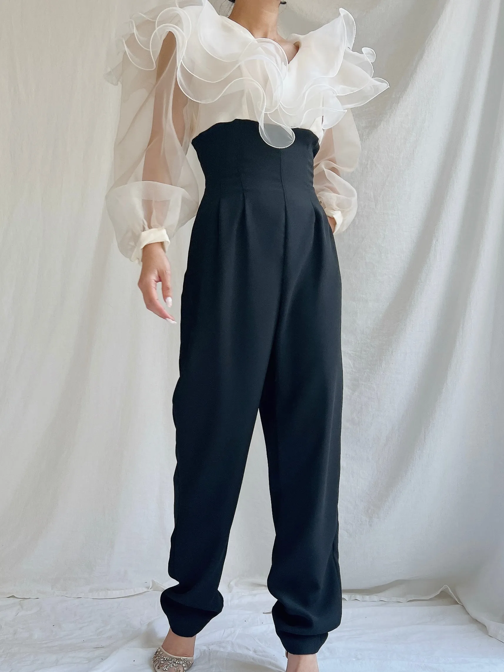 Vintage Organza and Rayon Jumpsuit/Romper - S