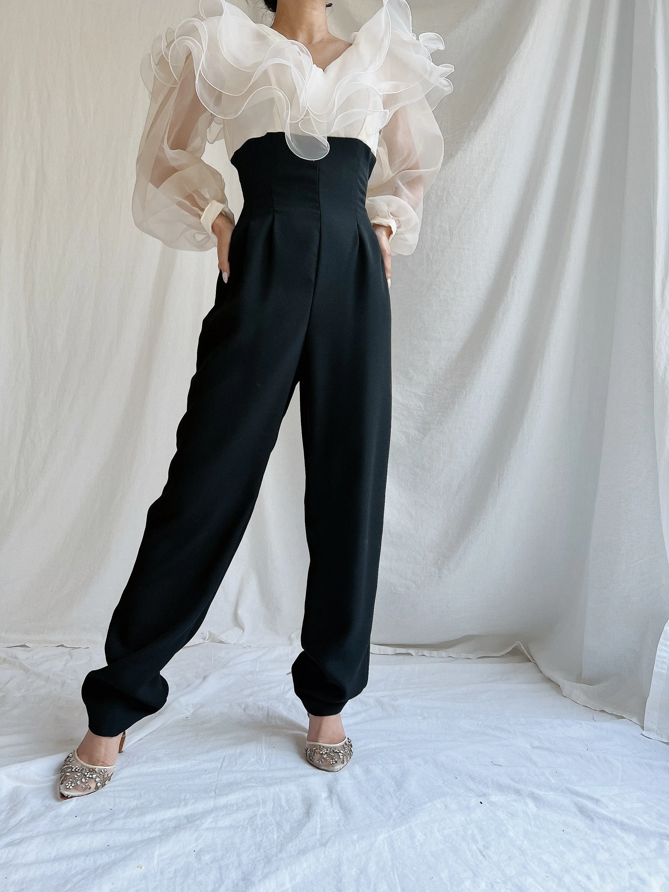 Vintage Organza and Rayon Jumpsuit/Romper - S