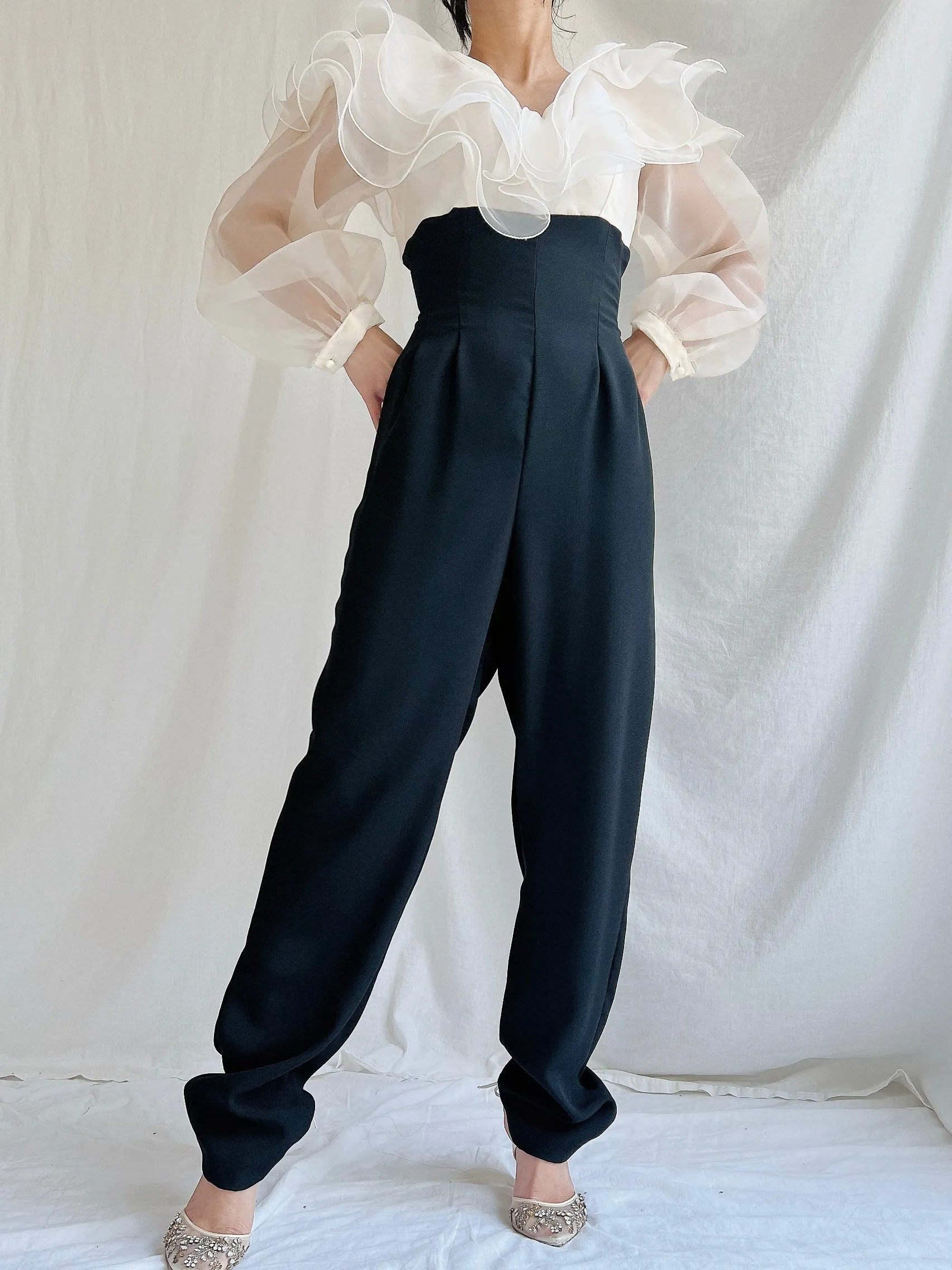 Vintage Organza and Rayon Jumpsuit/Romper - S