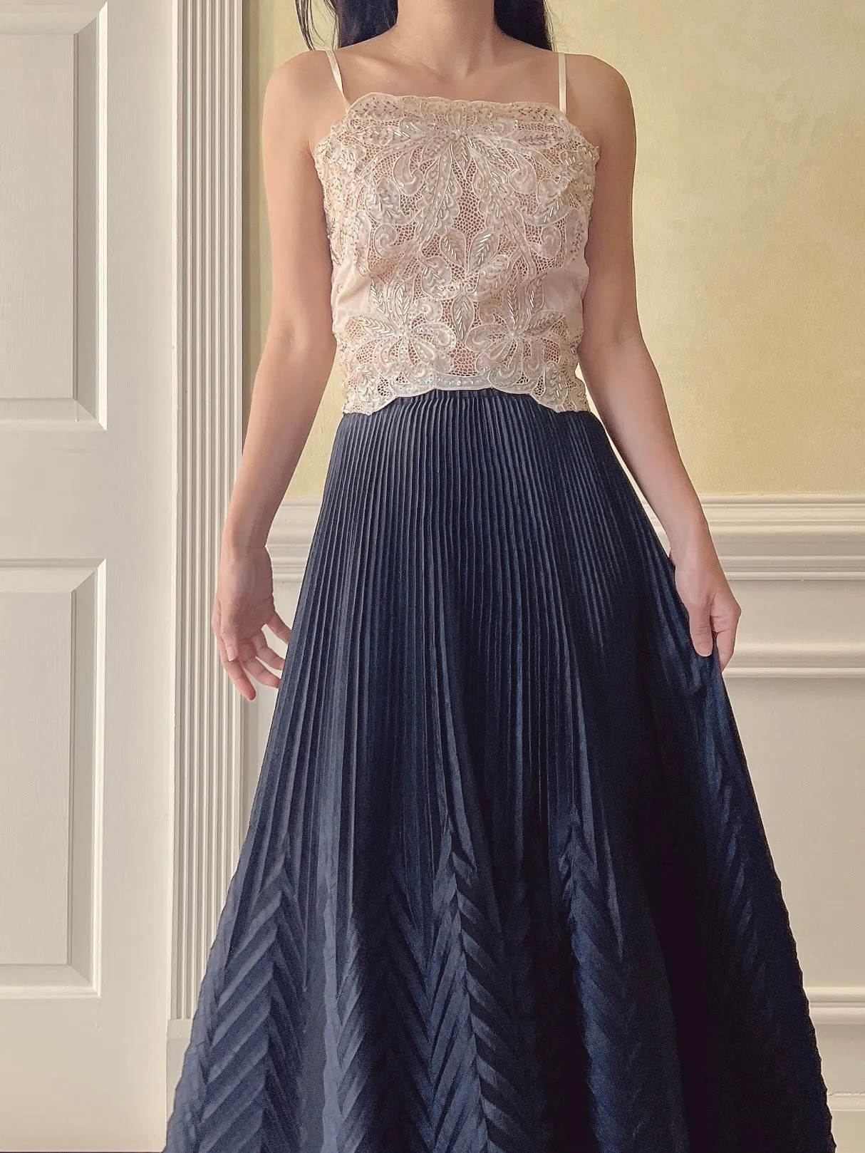 Vintage Organza Embroidered Top  - S