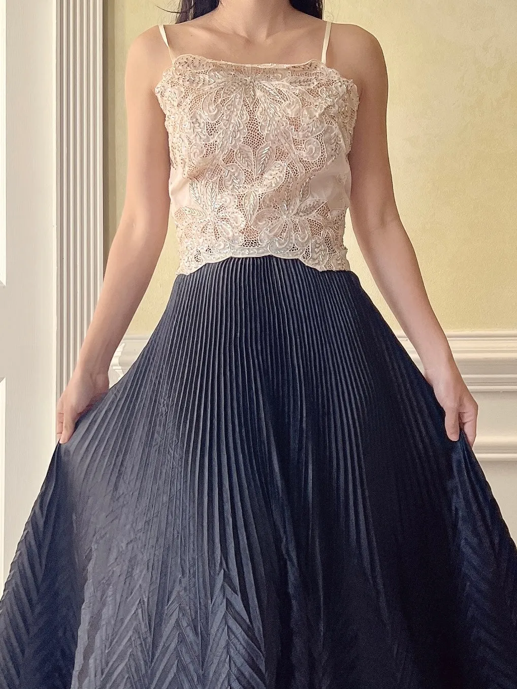 Vintage Organza Embroidered Top  - S