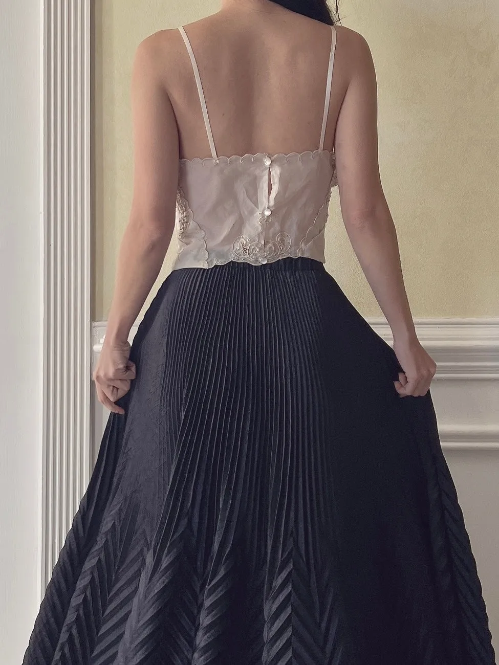 Vintage Organza Embroidered Top  - S