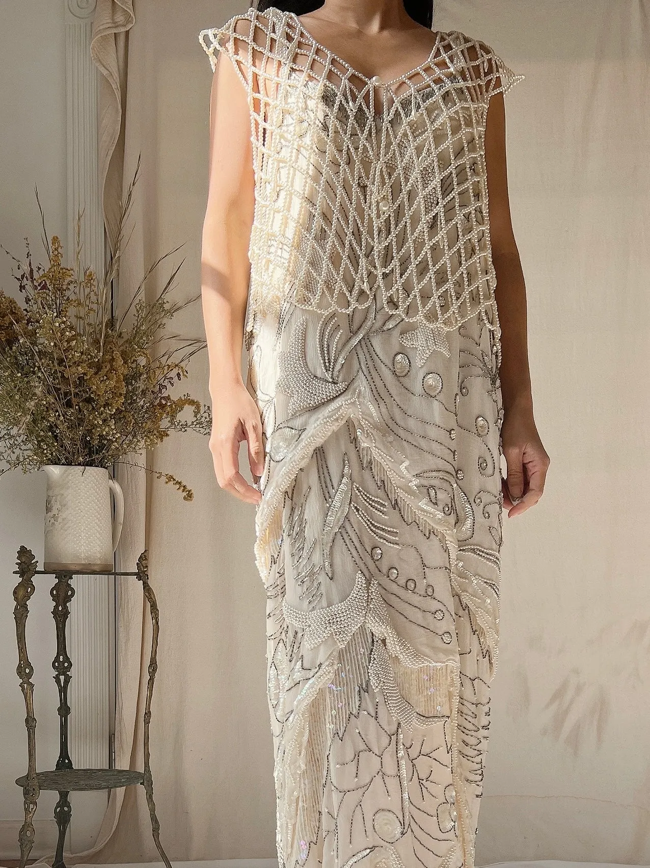 Vintage Pearl Beaded Top - M