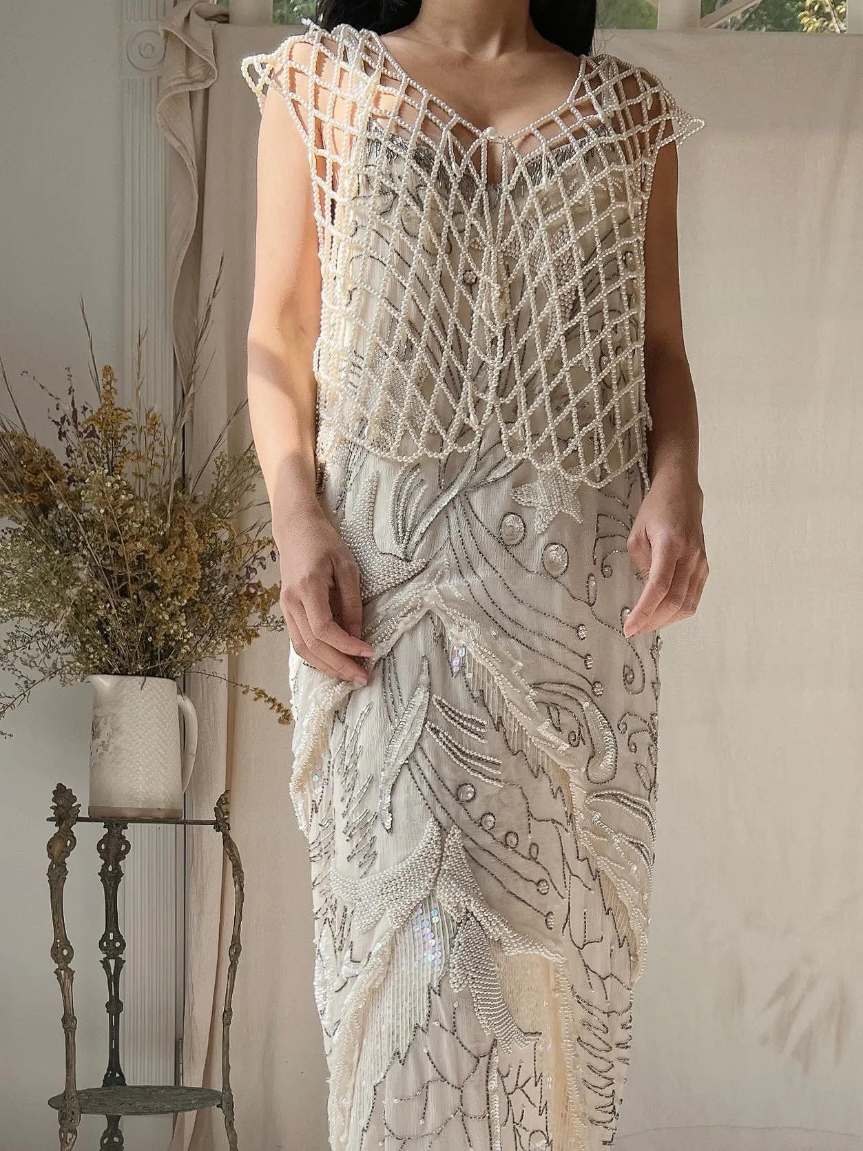 Vintage Pearl Beaded Top - M