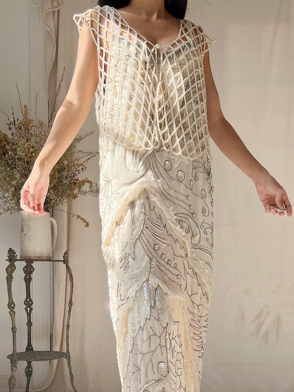 Vintage Pearl Beaded Top - M