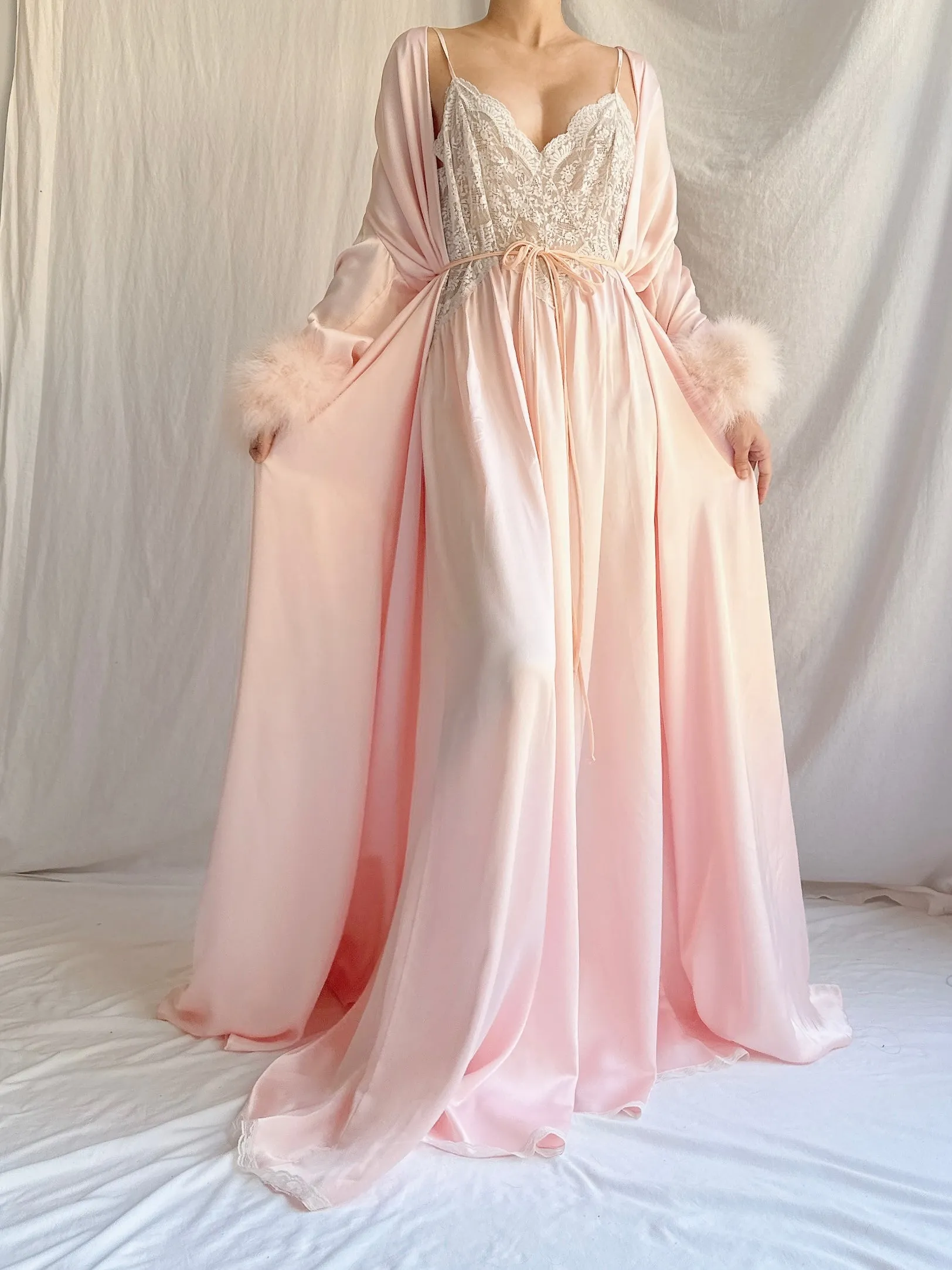 Vintage Pink Lucie Ann Feather 2 Piece Set - OSFM