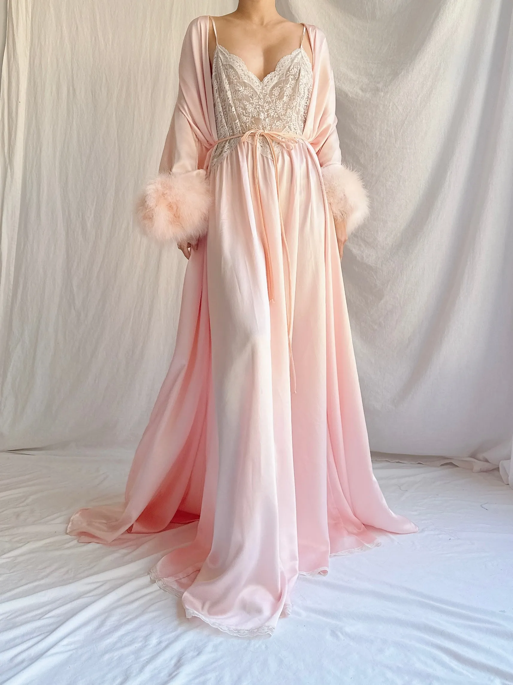 Vintage Pink Lucie Ann Feather 2 Piece Set - OSFM