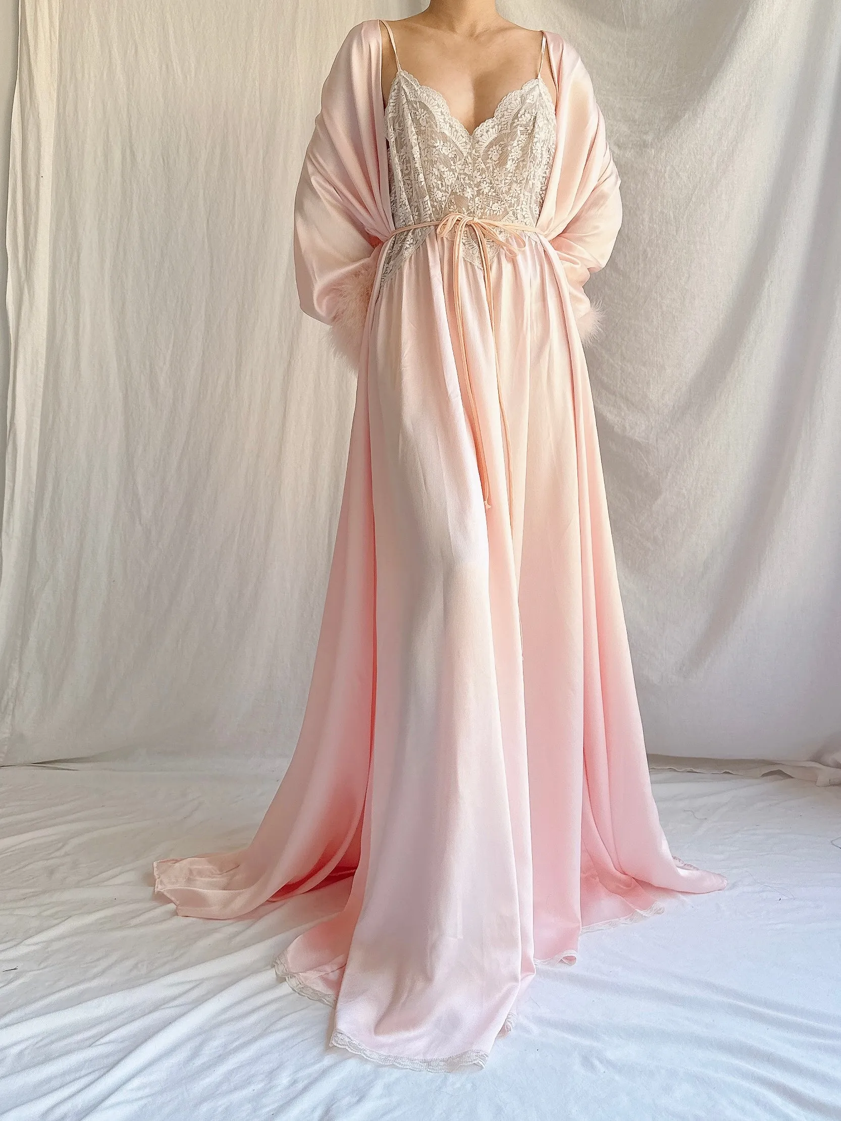 Vintage Pink Lucie Ann Feather 2 Piece Set - OSFM
