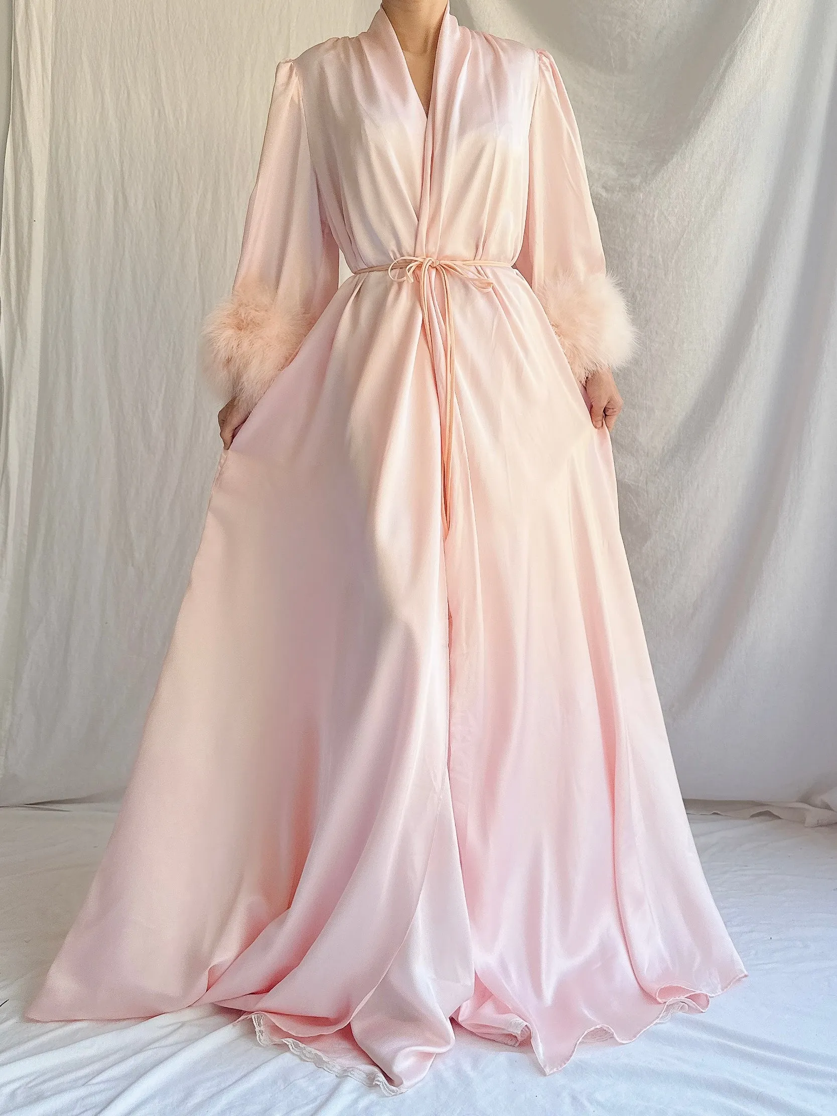 Vintage Pink Lucie Ann Feather 2 Piece Set - OSFM