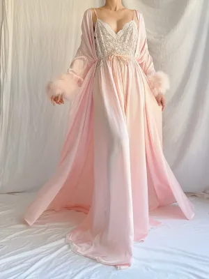 Vintage Pink Lucie Ann Feather 2 Piece Set - OSFM
