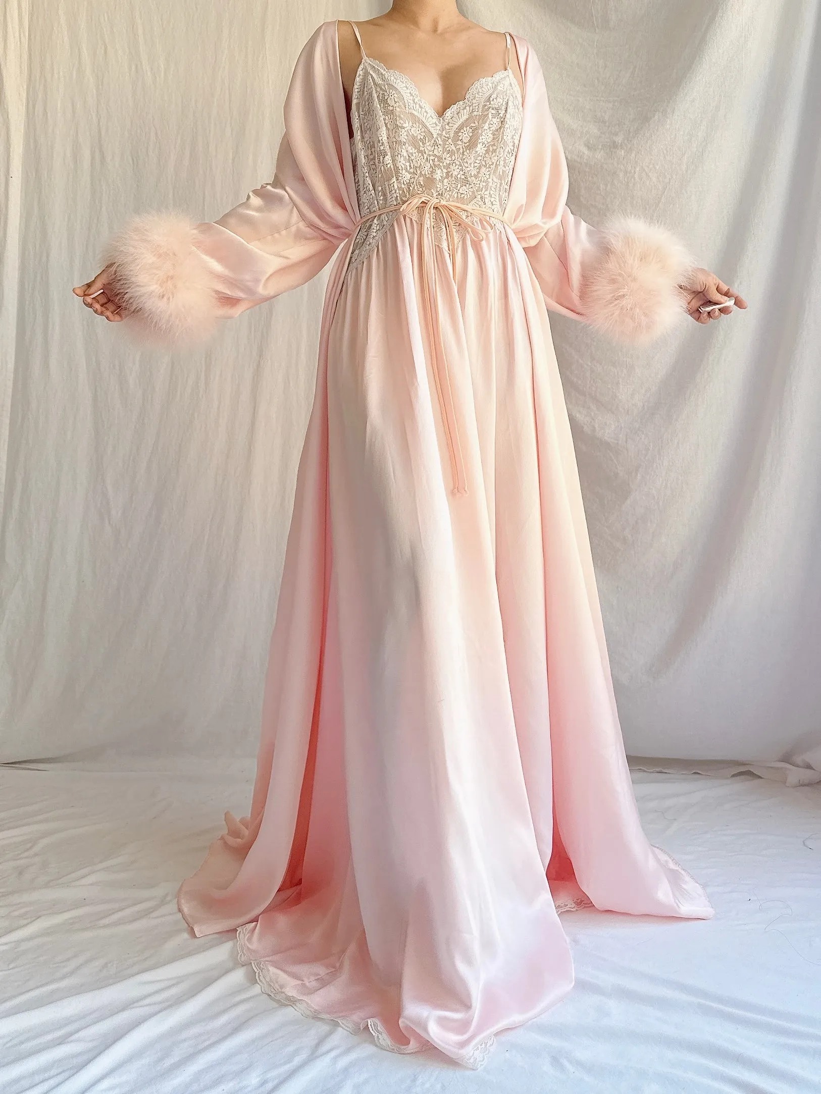 Vintage Pink Lucie Ann Feather 2 Piece Set - OSFM