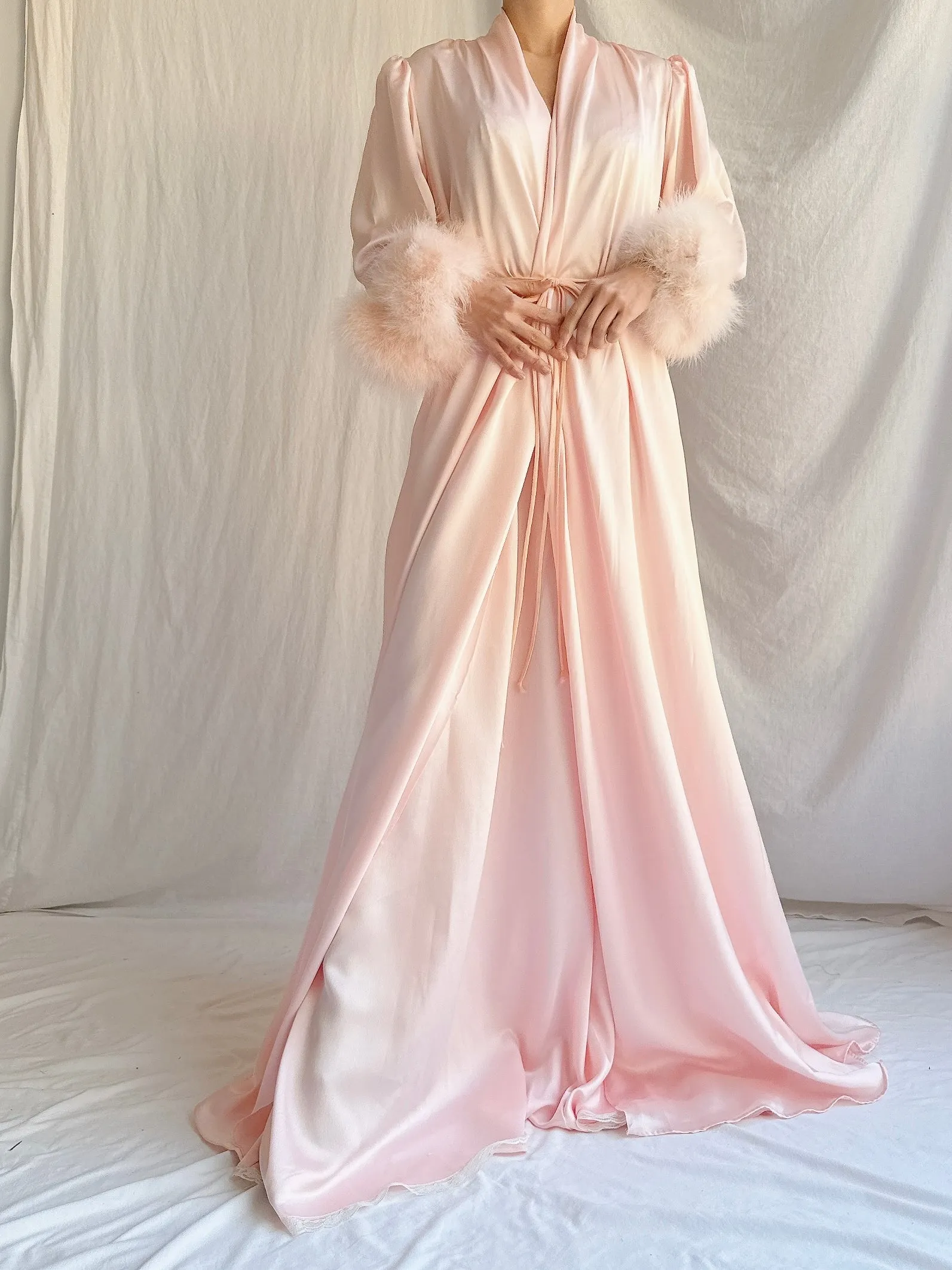 Vintage Pink Lucie Ann Feather 2 Piece Set - OSFM