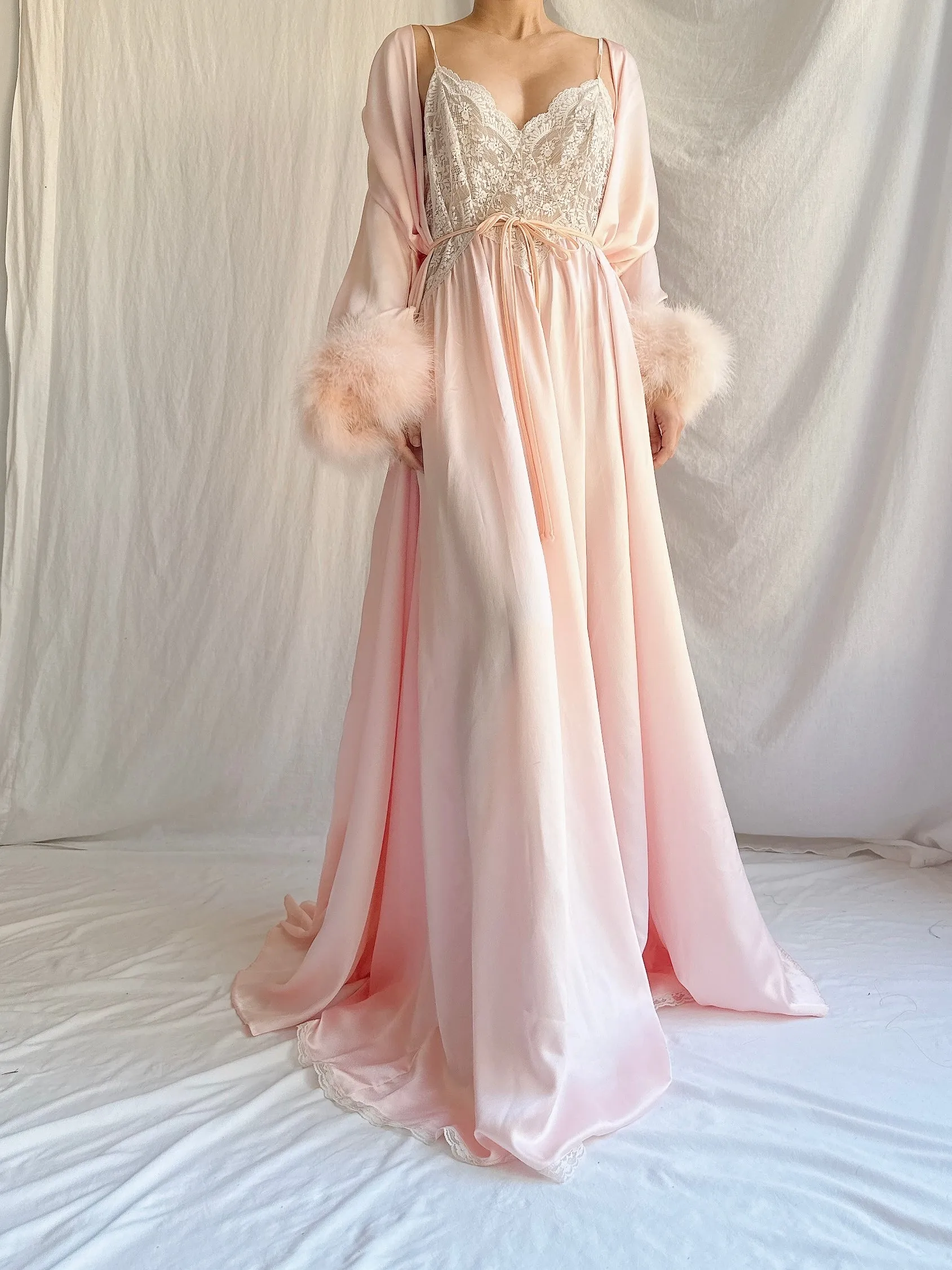 Vintage Pink Lucie Ann Feather 2 Piece Set - OSFM