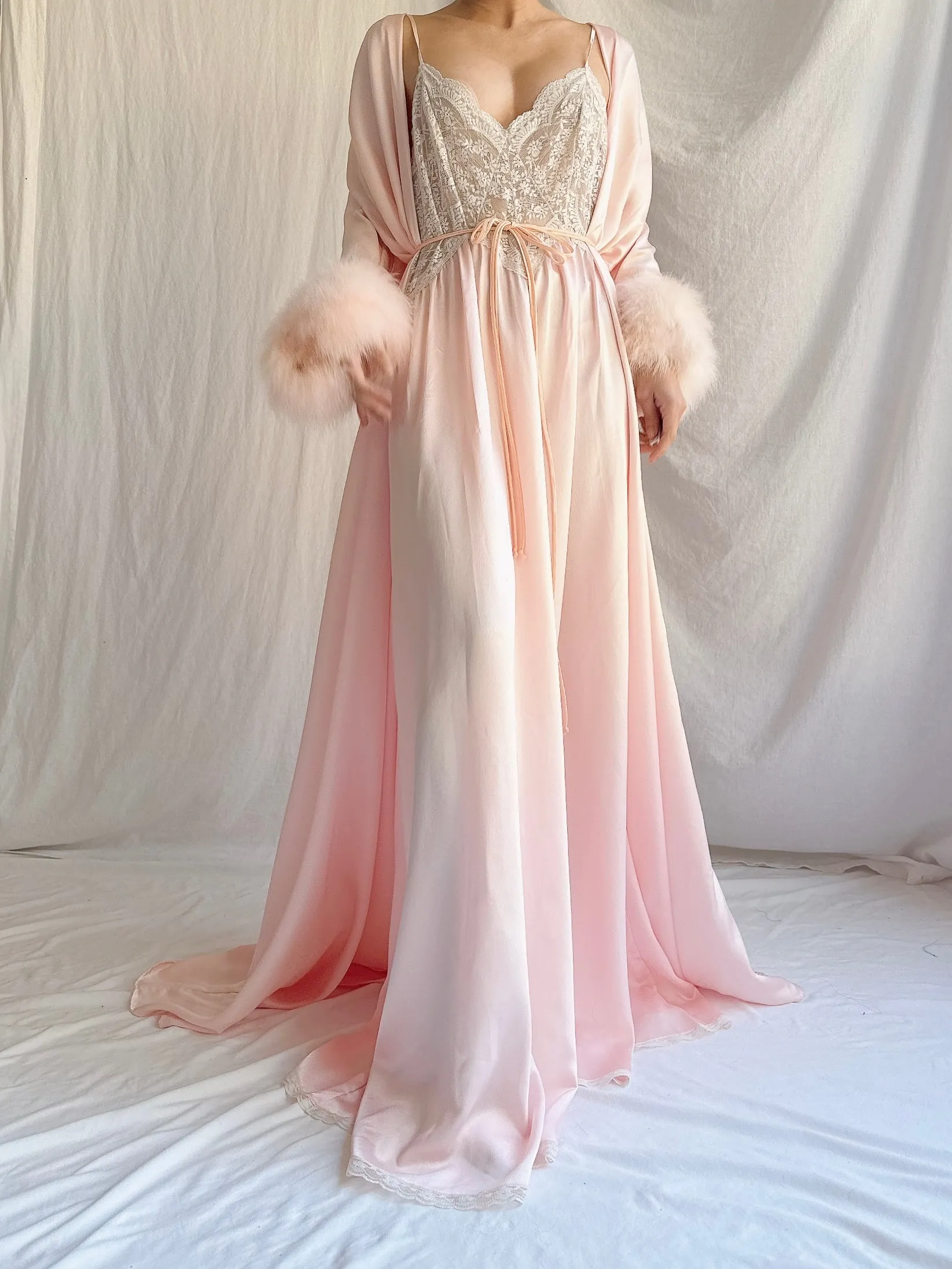 Vintage Pink Lucie Ann Feather 2 Piece Set - OSFM