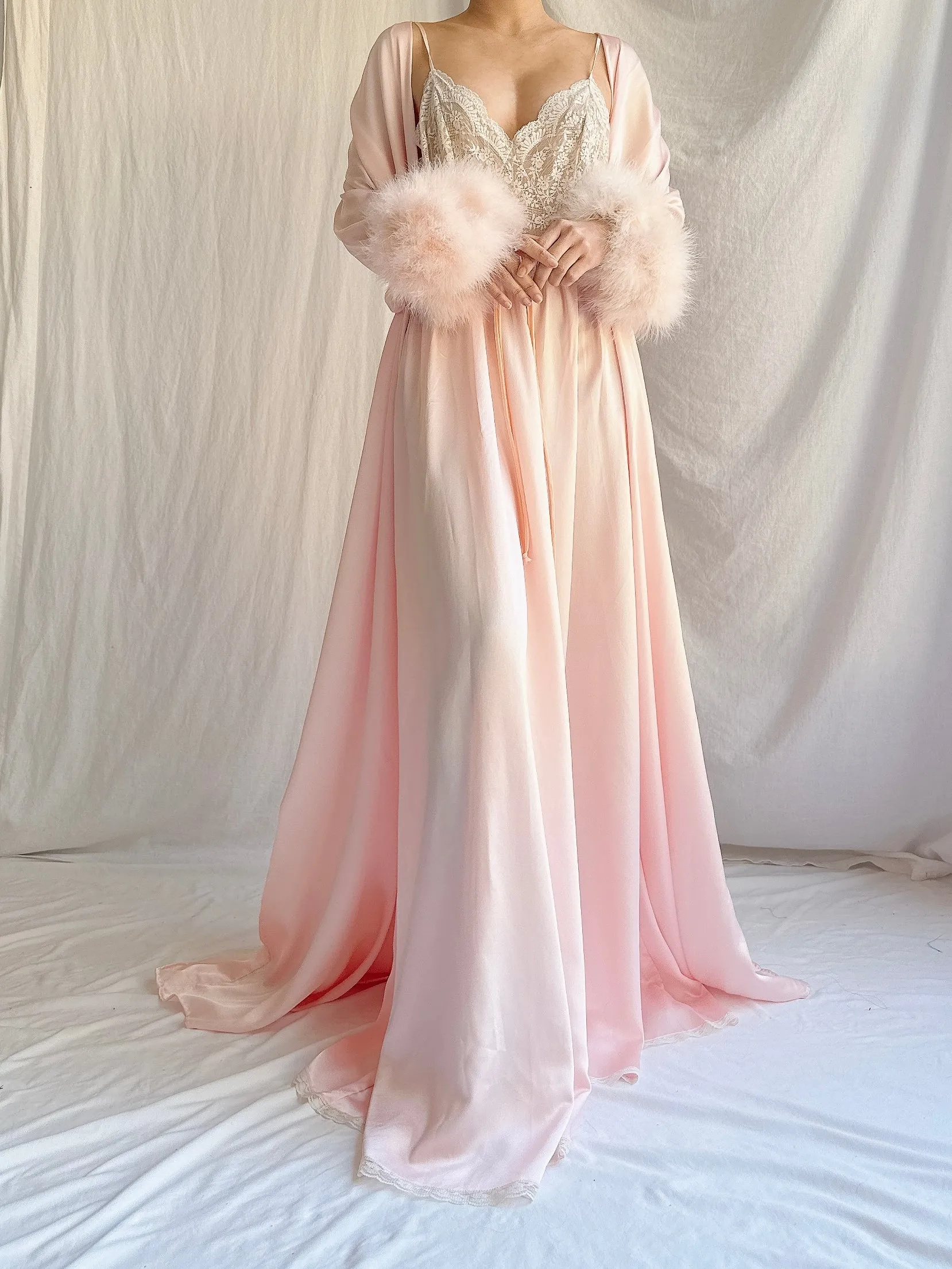 Vintage Pink Lucie Ann Feather 2 Piece Set - OSFM