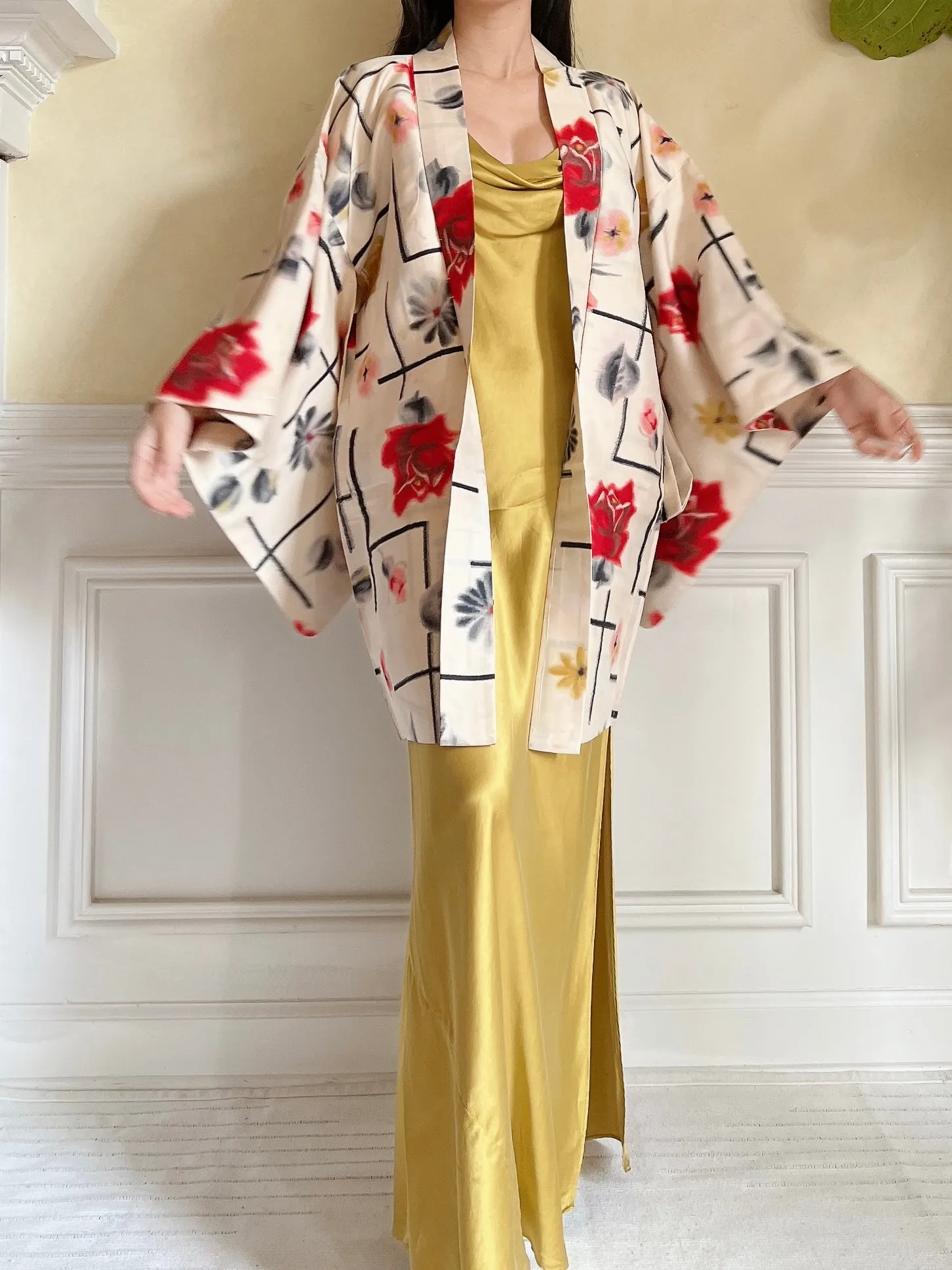 Vintage Pink Silk Kimono Jacket - OSFM