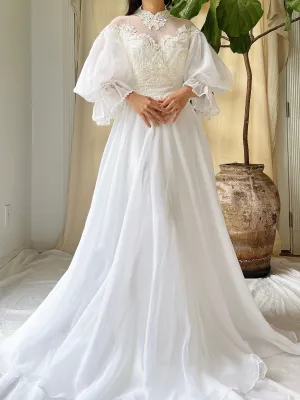 Vintage Puff Sleeve Dress - S