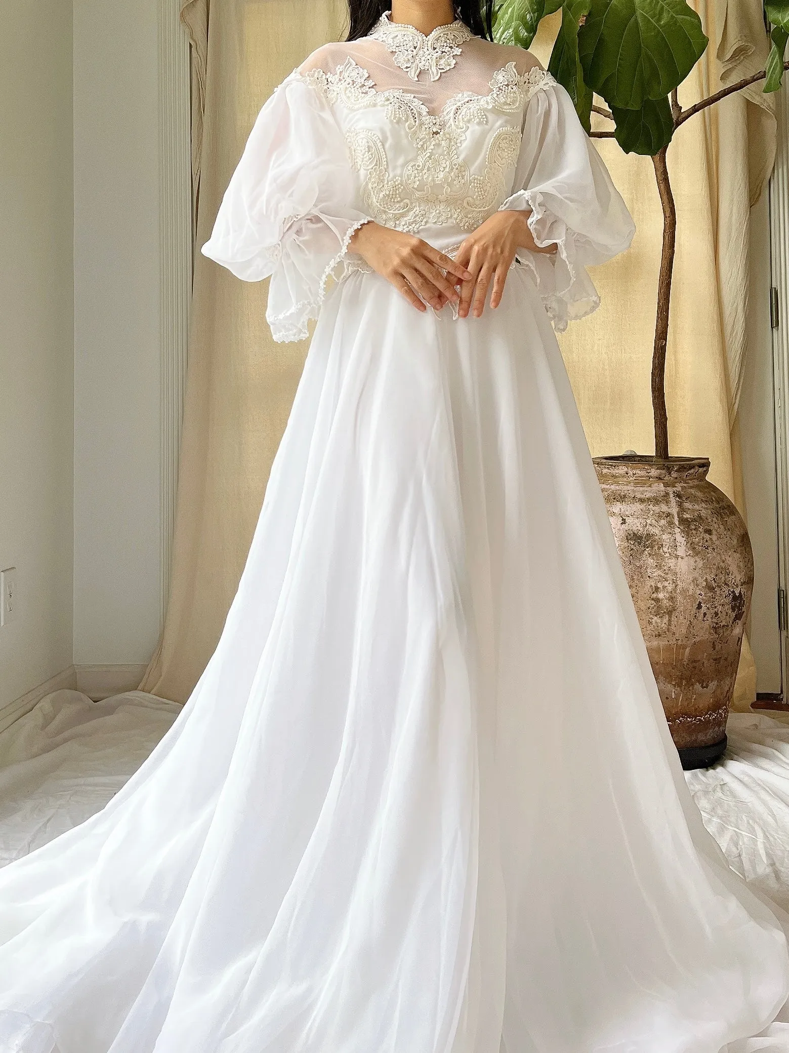 Vintage Puff Sleeve Dress - S