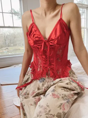 Vintage Red Corset Top - S