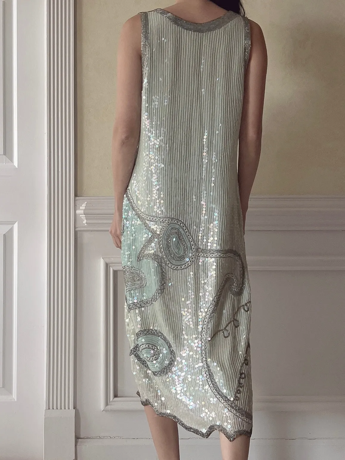 Vintage Sequins Mint Dress - S