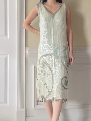 Vintage Sequins Mint Dress - S