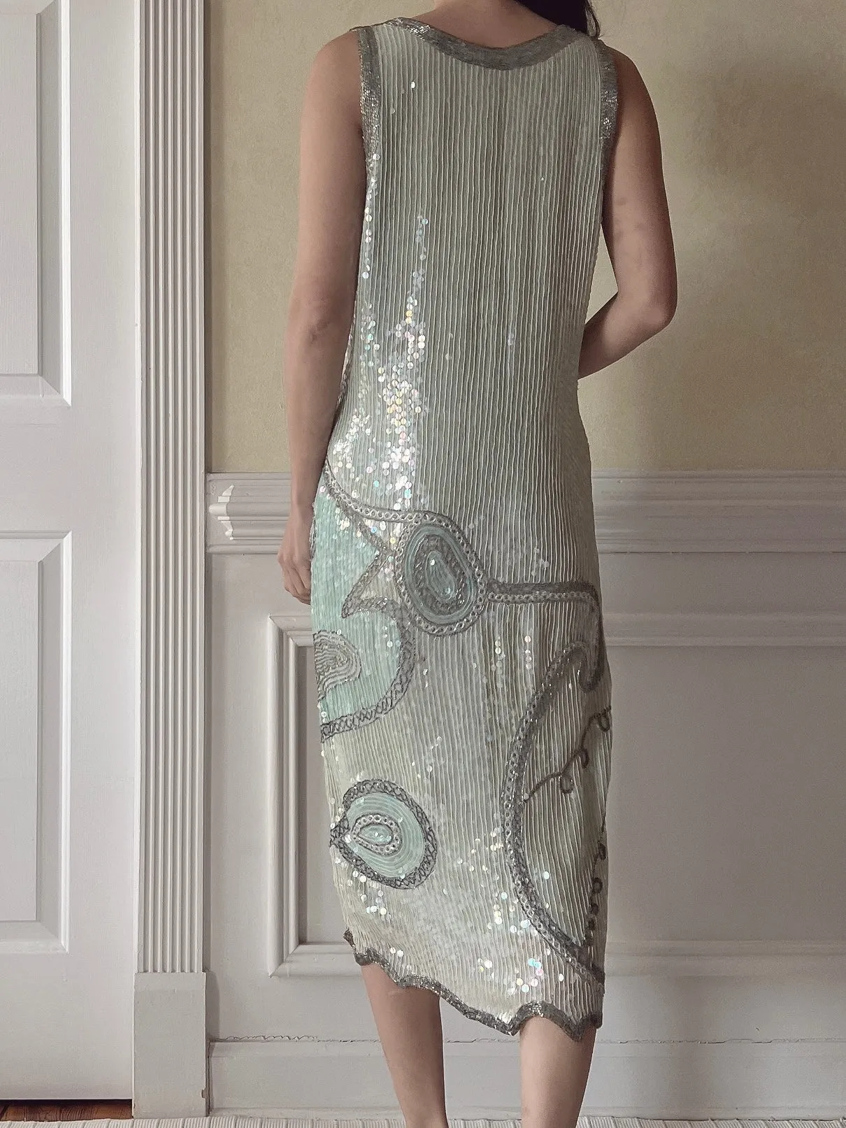 Vintage Sequins Mint Dress - S