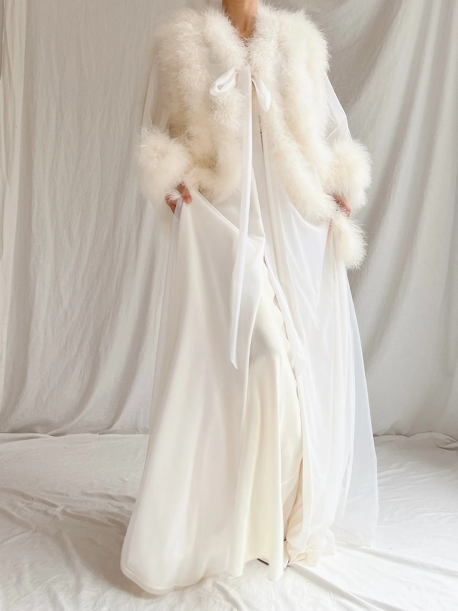 Vintage Sheer Marabou Feather Dressing Robe - OSFM