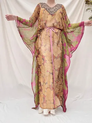 Vintage Silk Abstract Kaftan -OSFA