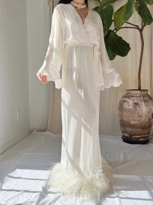 Vintage Silk Feathered Robe - M