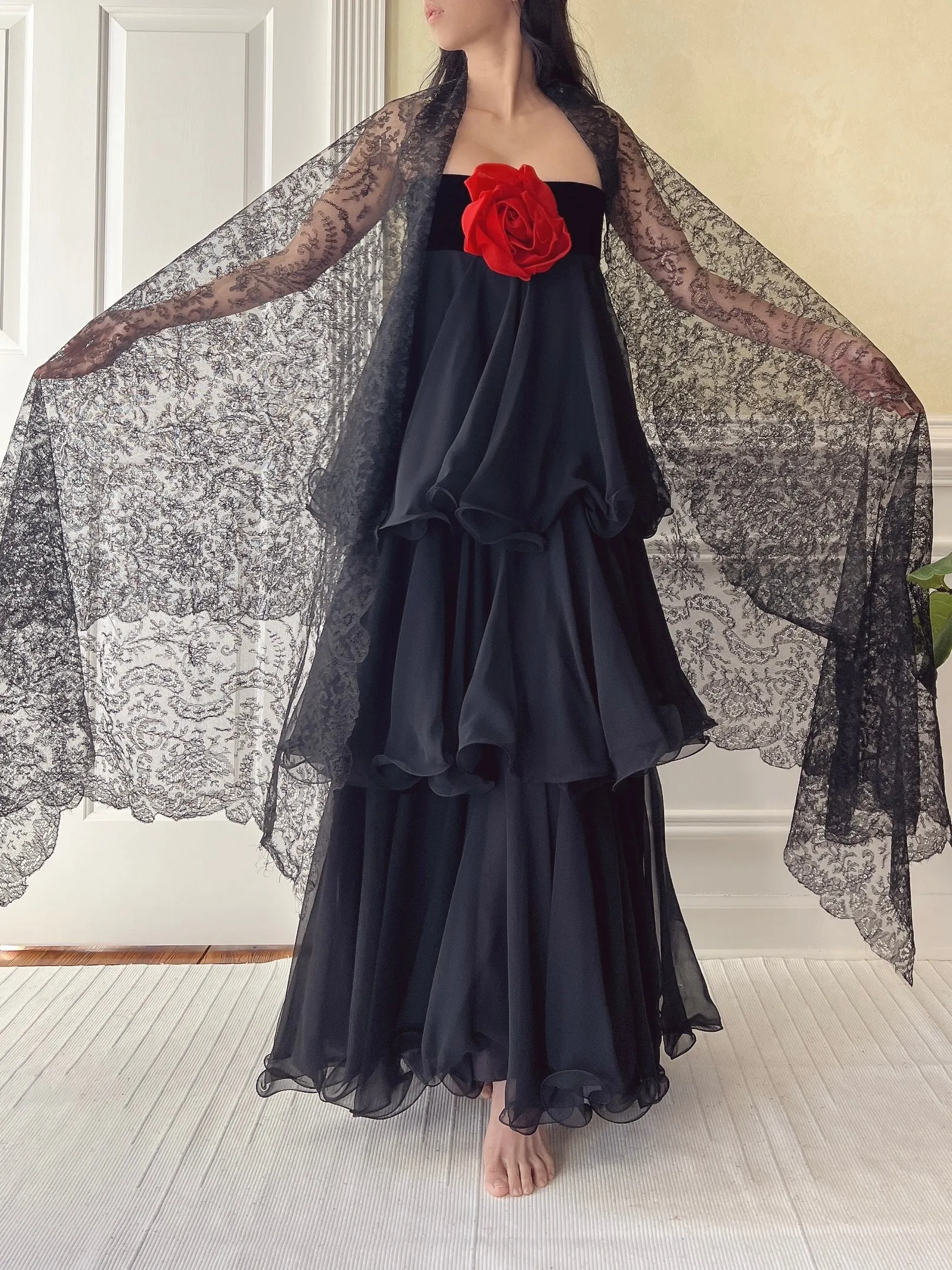 Vintage Silk Lace Scarf - OSFM