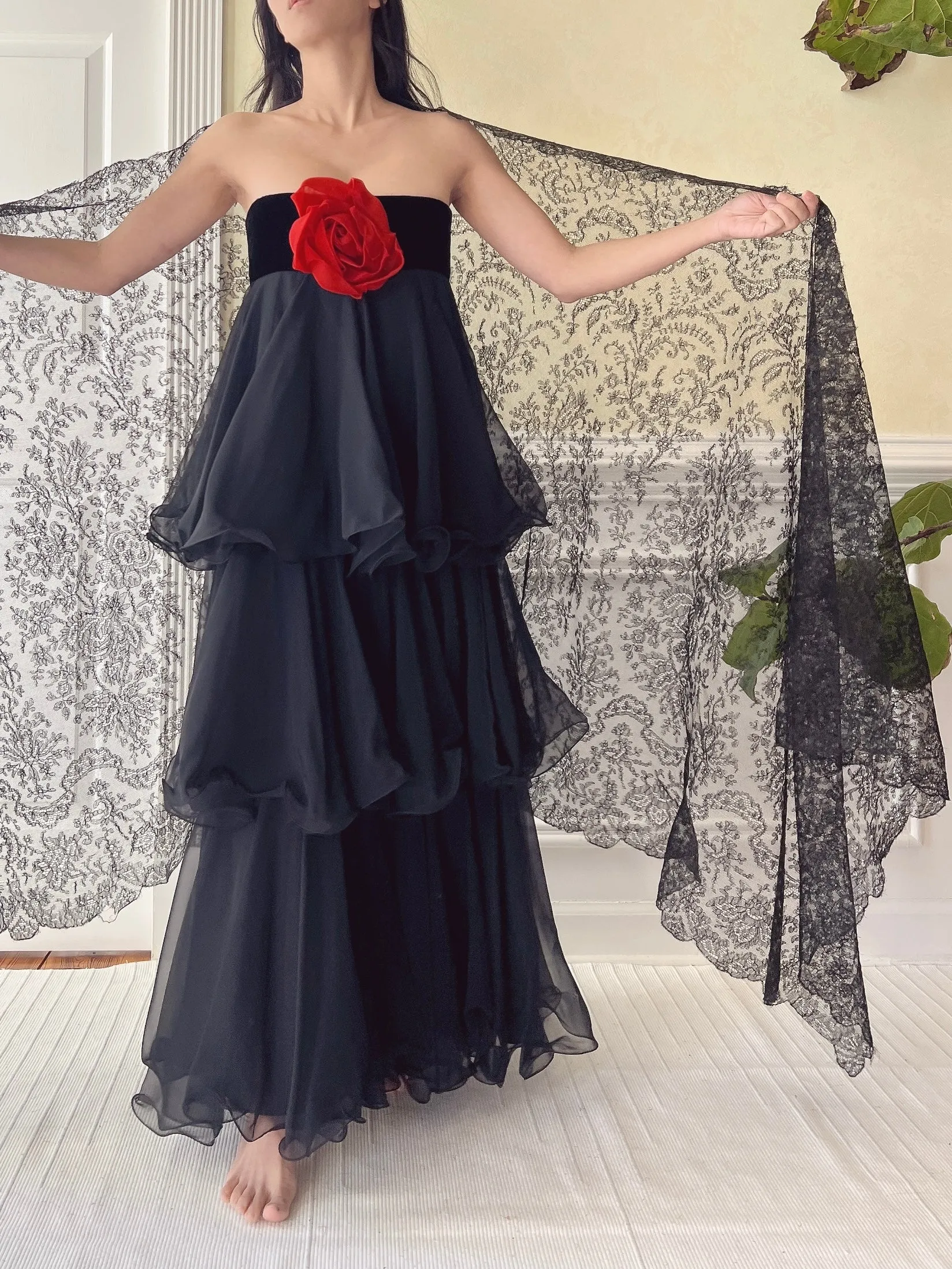 Vintage Silk Lace Scarf - OSFM