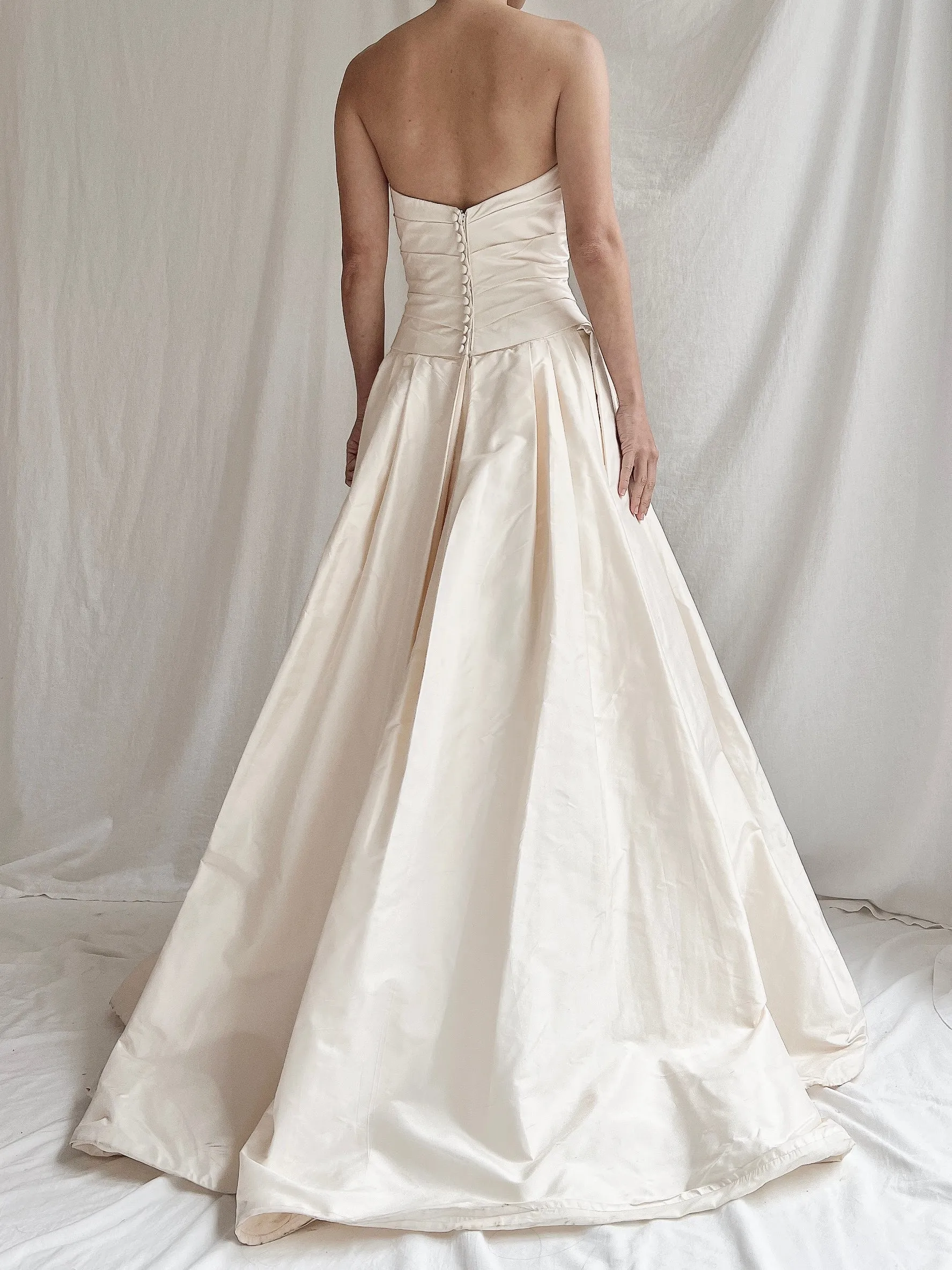 Vintage Silk Tafetta Strapless Gown - S/6