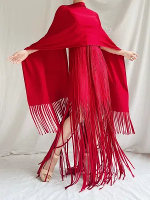 Vintage Sue Wong Silk Fringed Gown with Scarf - M