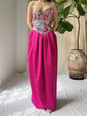 Vintage Victor Costa Embroidered Bustier Dress - XS/2