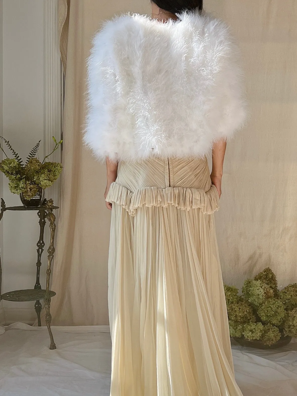 Vintage White Feather Jacket - S