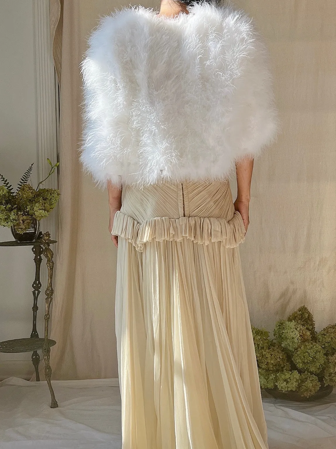Vintage White Feather Jacket - S