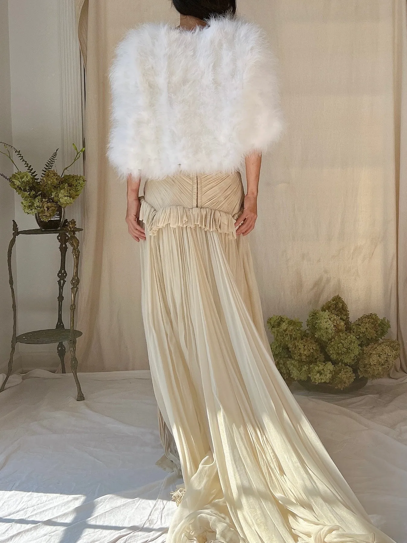 Vintage White Feather Jacket - S