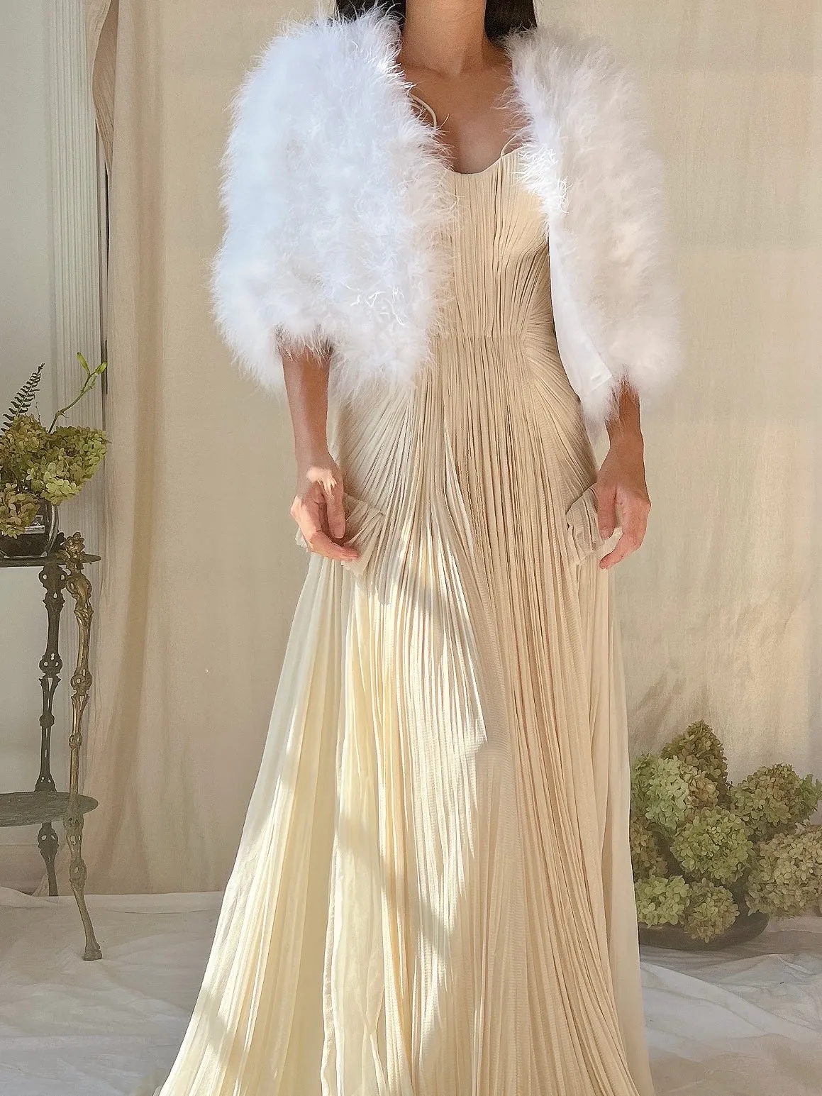 Vintage White Feather Jacket - S