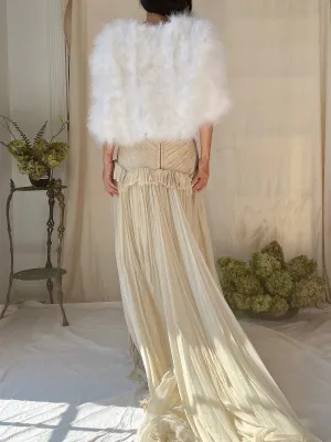 Vintage White Feather Jacket - S